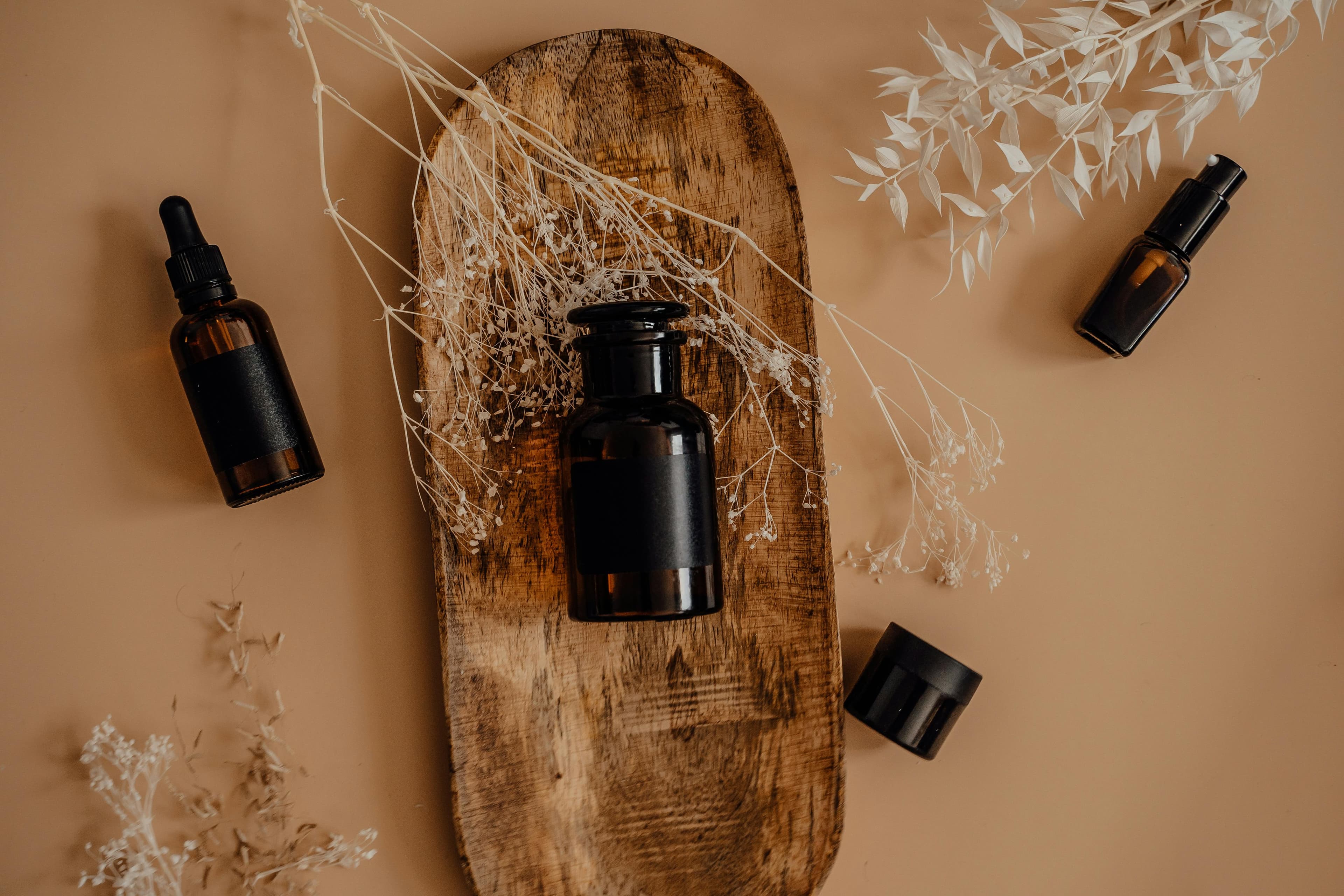 Amber product bottles arranged for wholesale sourcing